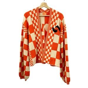 Harry Styles Hidden Angels Bunny Love On Tour Orange Checkered Chunky Cardigan